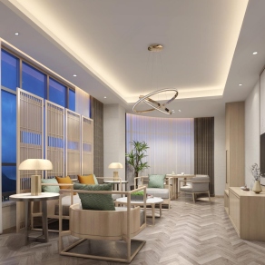 新中式酒店客房3D模型下载